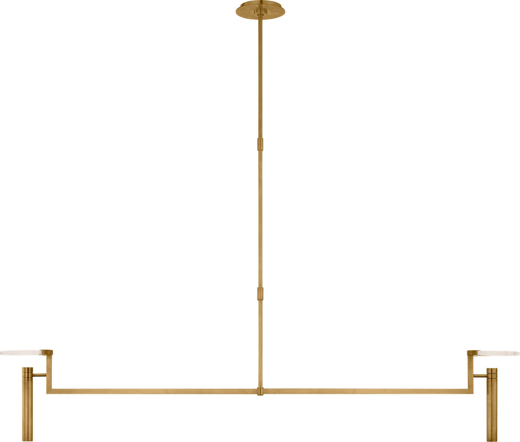 Melange Extra Large Floating Disc Linear Chandelier | Antique-Burnished Brass | Alabaster