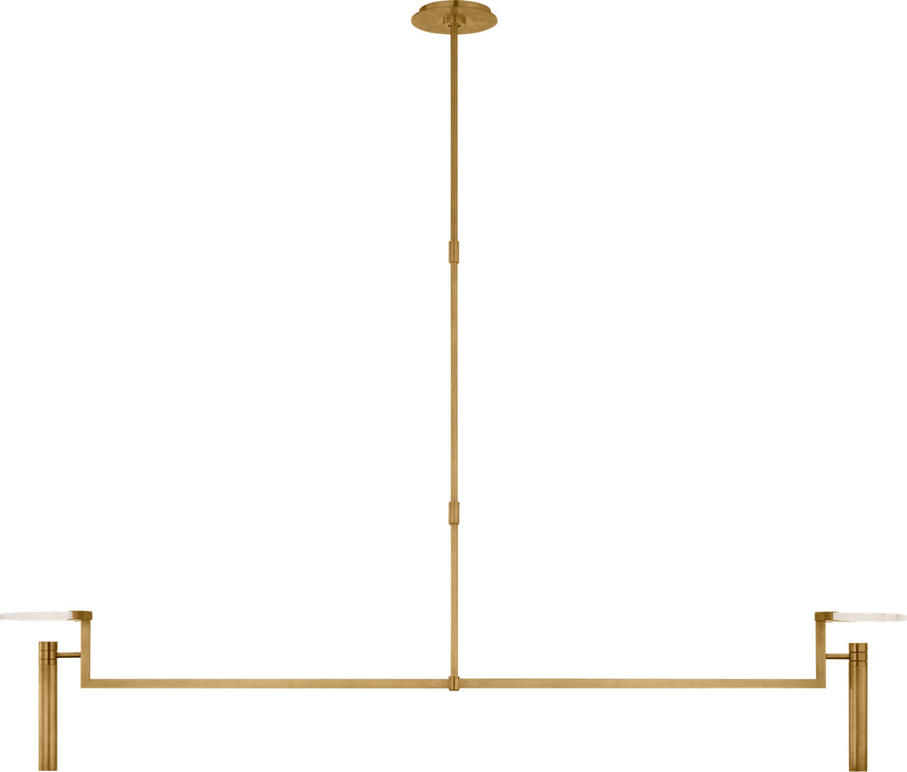 Melange Extra Large Floating Disc Linear Chandelier | Antique-Burnished Brass | Alabaster