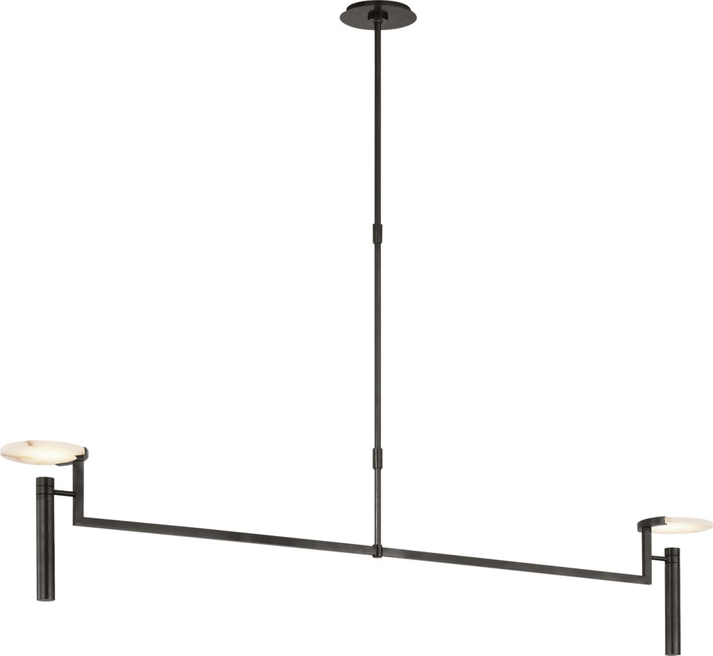 Melange Extra Large Floating Disc Linear Chandelier | Antique-Burnished Brass | Alabaster