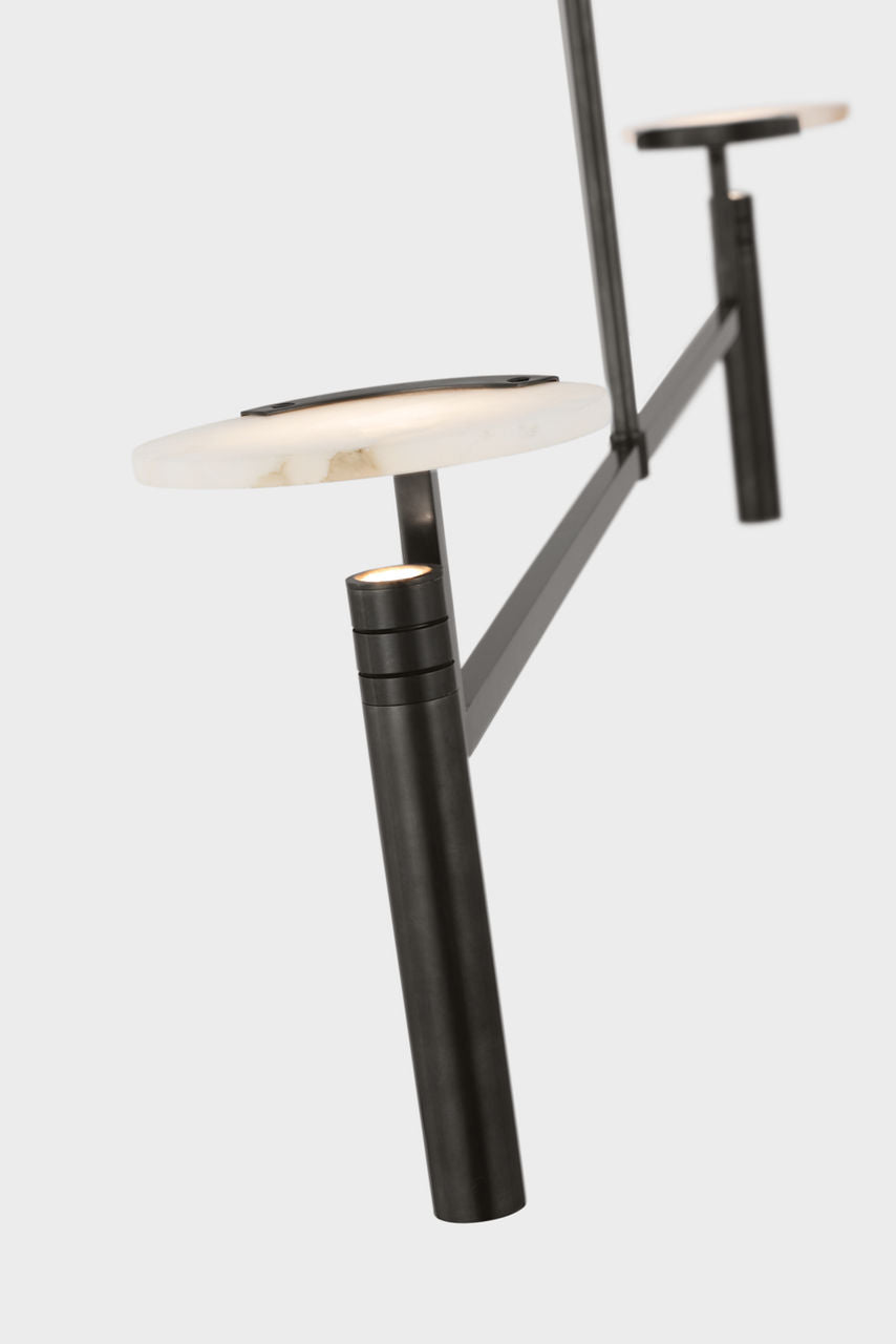 Melange Extra Large Floating Disc Linear Chandelier | Bronze | Alabaster