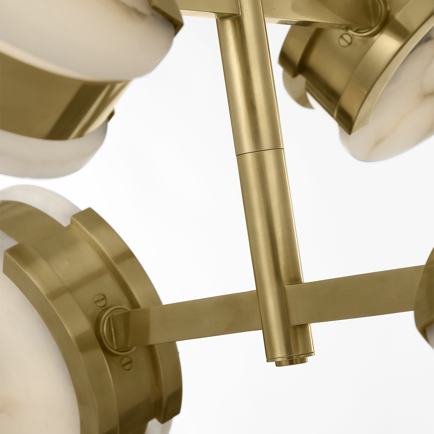 Melange 25" Multi-Positional Semi-Flush Chandelier | Antique-Burnished Brass | Alabaster