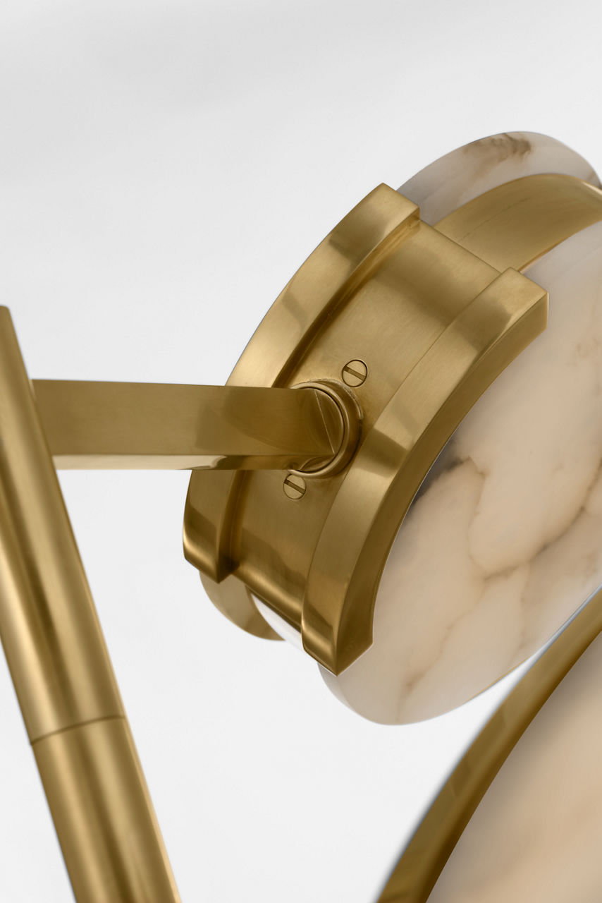 Melange 25" Multi-Positional Semi-Flush Chandelier | Antique-Burnished Brass | Alabaster