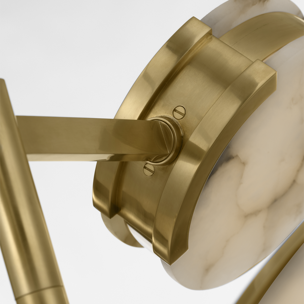 Melange 25" Multi-Positional Semi-Flush Chandelier | Antique-Burnished Brass | Alabaster