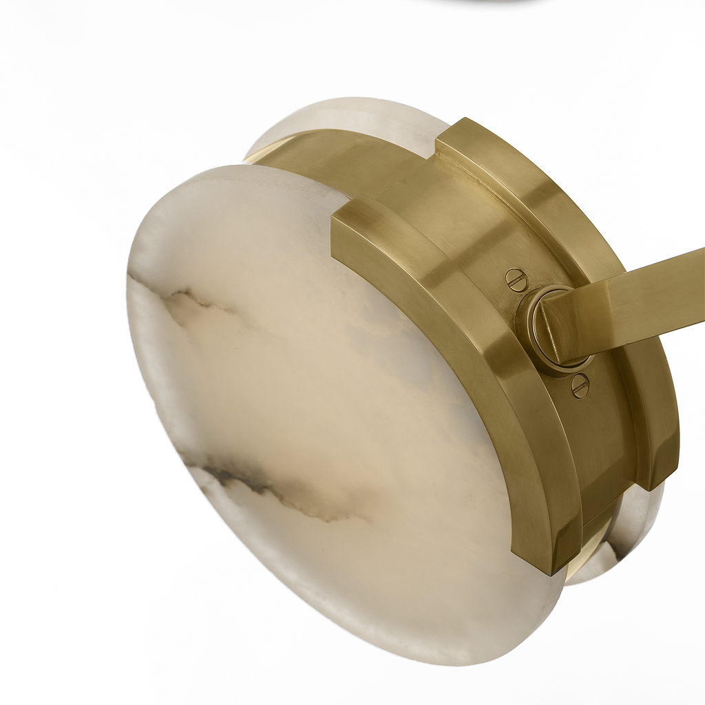Melange 25" Multi-Positional Semi-Flush Chandelier | Antique-Burnished Brass | Alabaster
