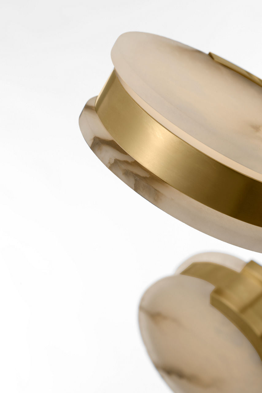 Melange 25" Multi-Positional Semi-Flush Chandelier | Antique-Burnished Brass | Alabaster