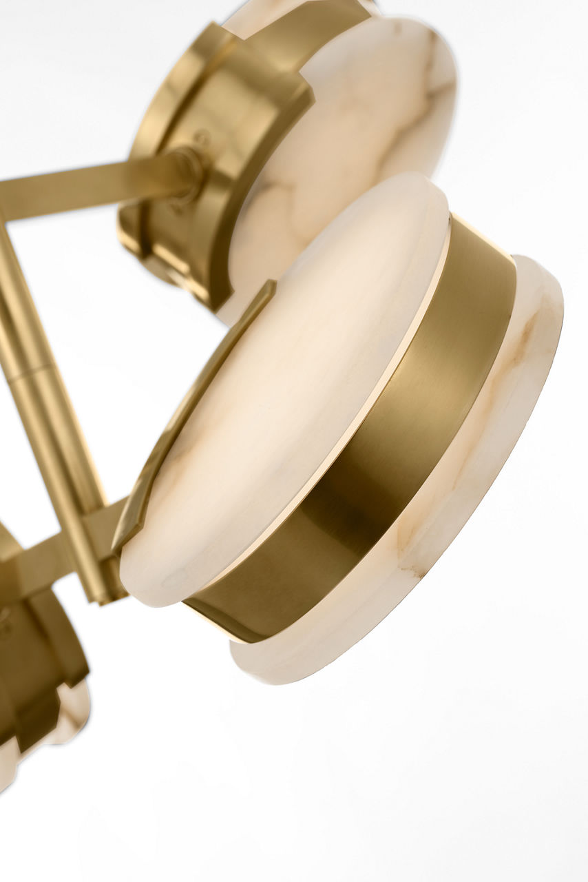 Melange 25" Multi-Positional Semi-Flush Chandelier | Antique-Burnished Brass | Alabaster