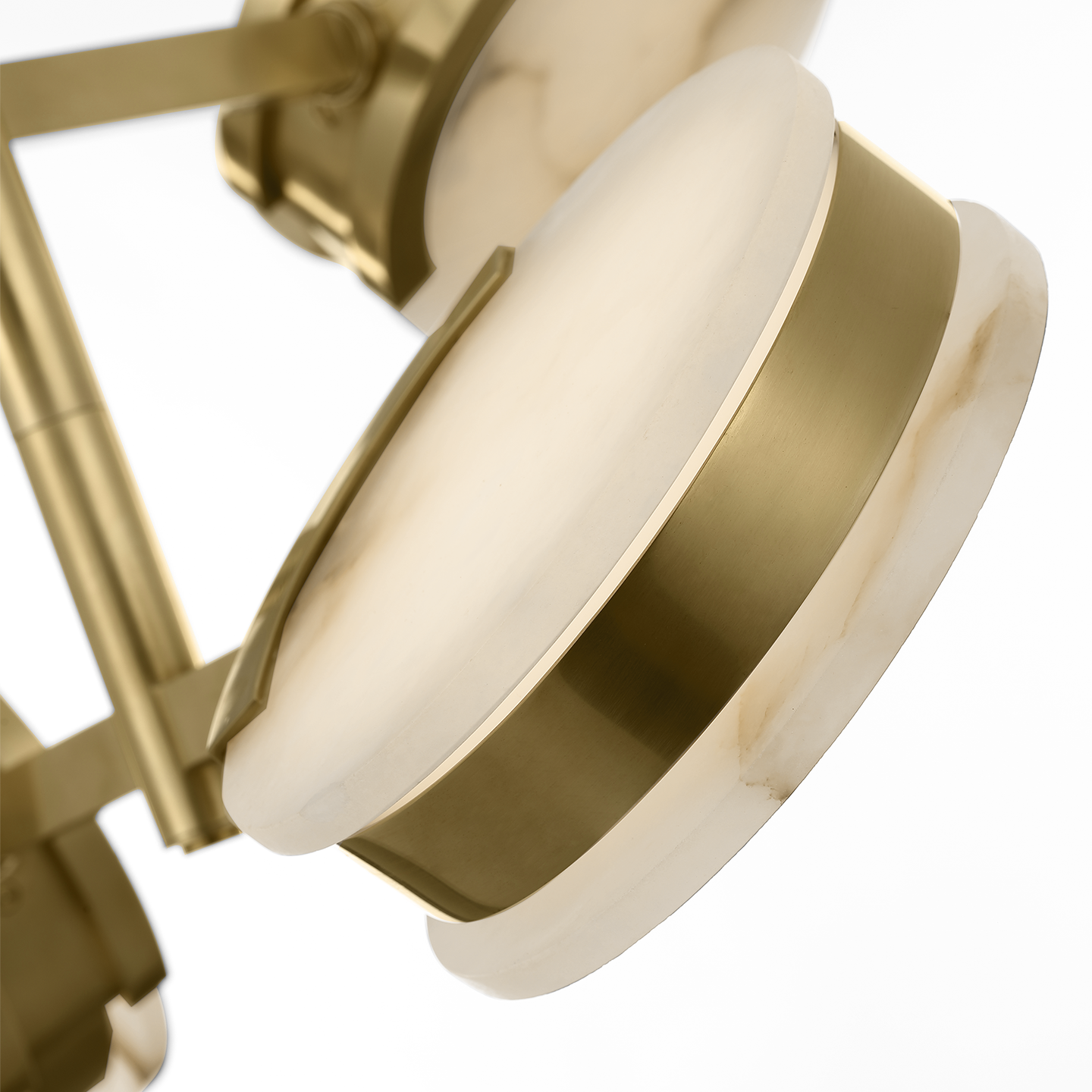 Melange 25" Multi-Positional Semi-Flush Chandelier | Antique-Burnished Brass | Alabaster