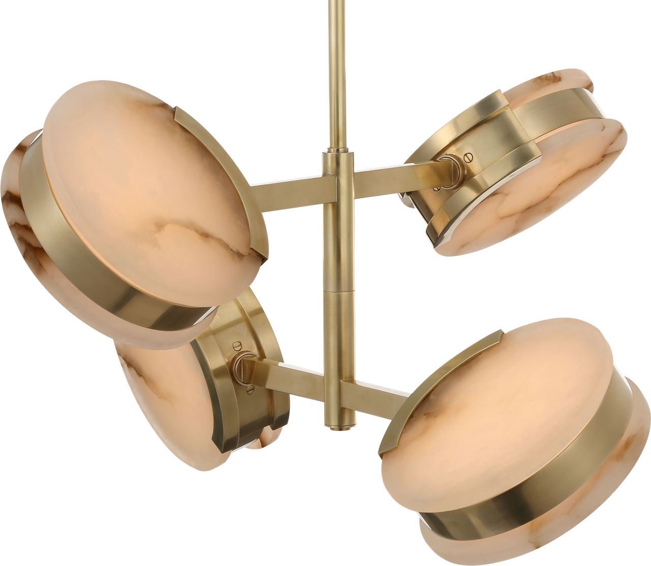 Melange 25" Multi-Positional Semi-Flush Chandelier | Antique-Burnished Brass | Alabaster