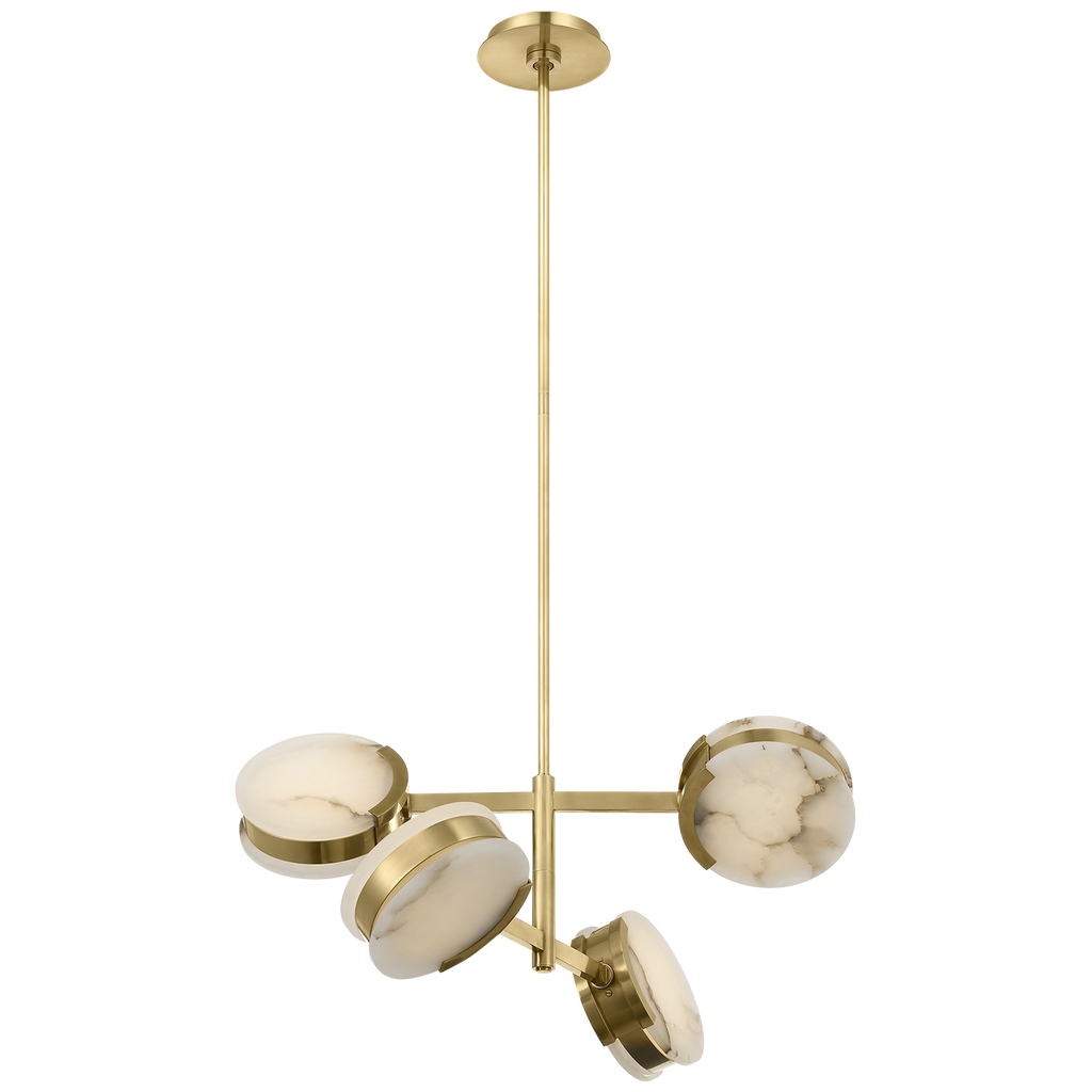 Melange 25" Multi-Positional Semi-Flush Chandelier | Antique-Burnished Brass | Alabaster