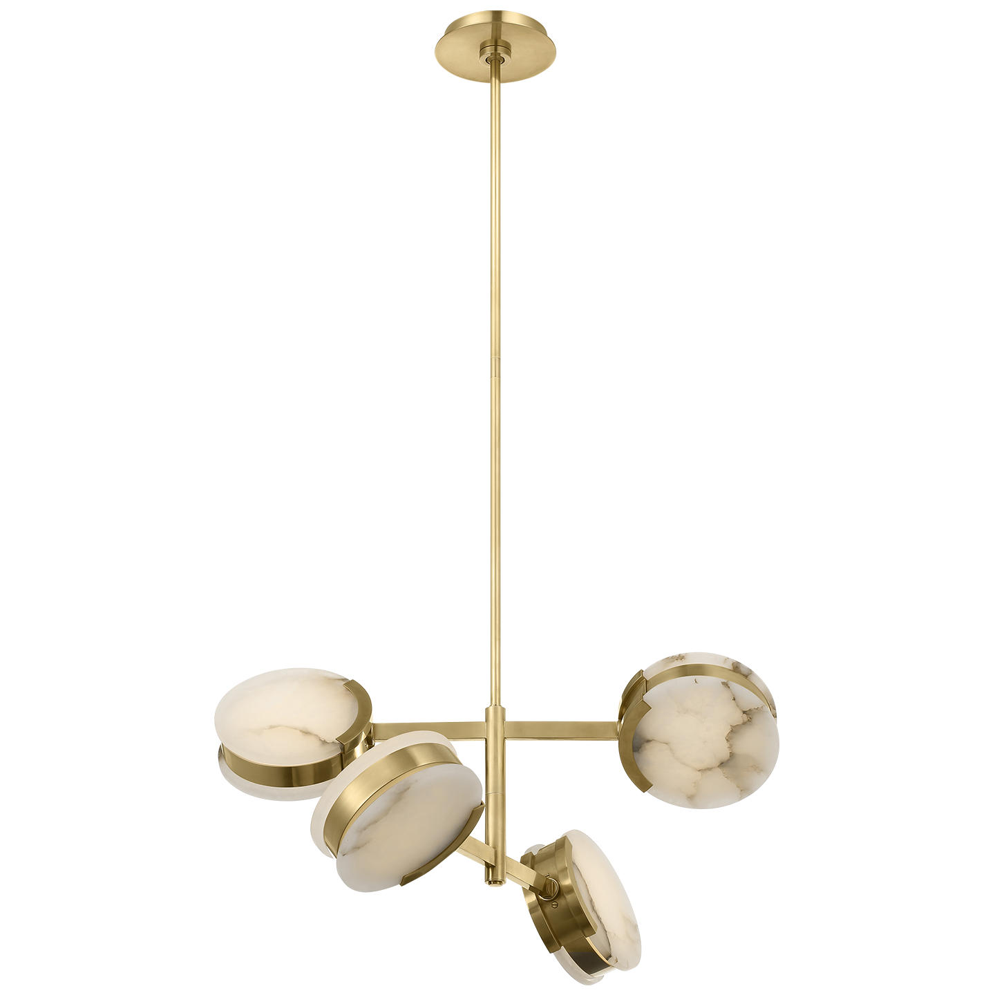 Melange 25" Multi-Positional Semi-Flush Chandelier | Antique-Burnished Brass | Alabaster