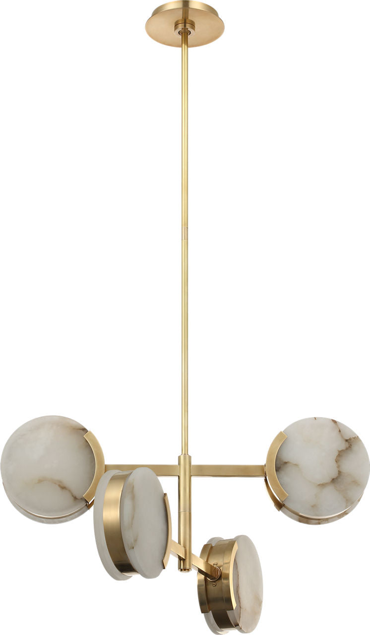 Melange 25" Multi-Positional Semi-Flush Chandelier | Antique-Burnished Brass | Alabaster