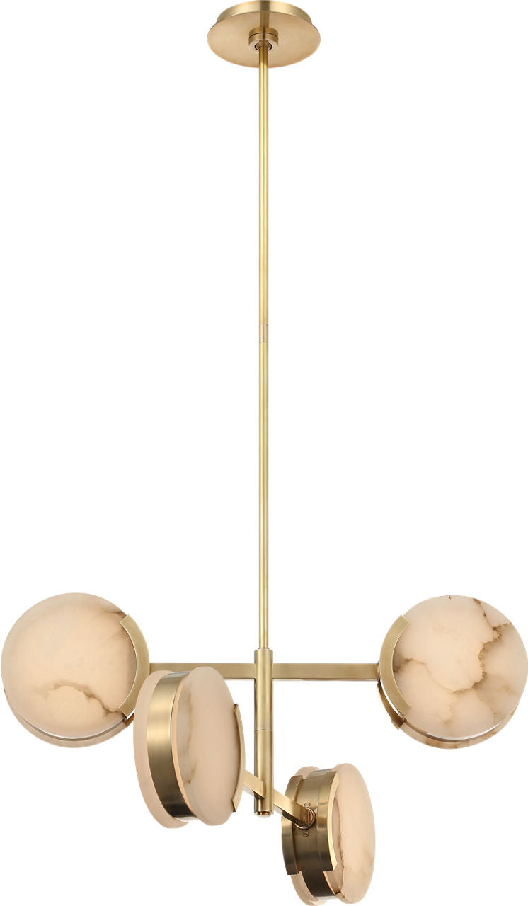Melange 25" Multi-Positional Semi-Flush Chandelier | Antique-Burnished Brass | Alabaster