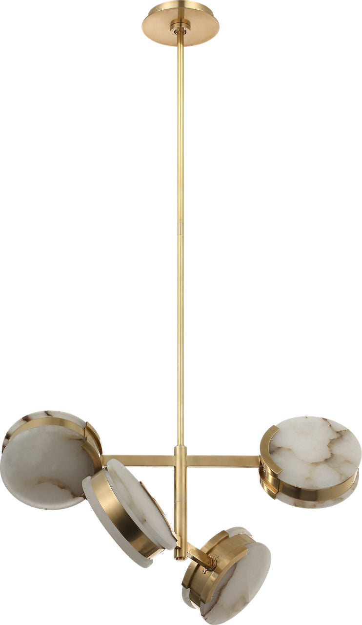 Melange 25" Multi-Positional Semi-Flush Chandelier | Antique-Burnished Brass | Alabaster