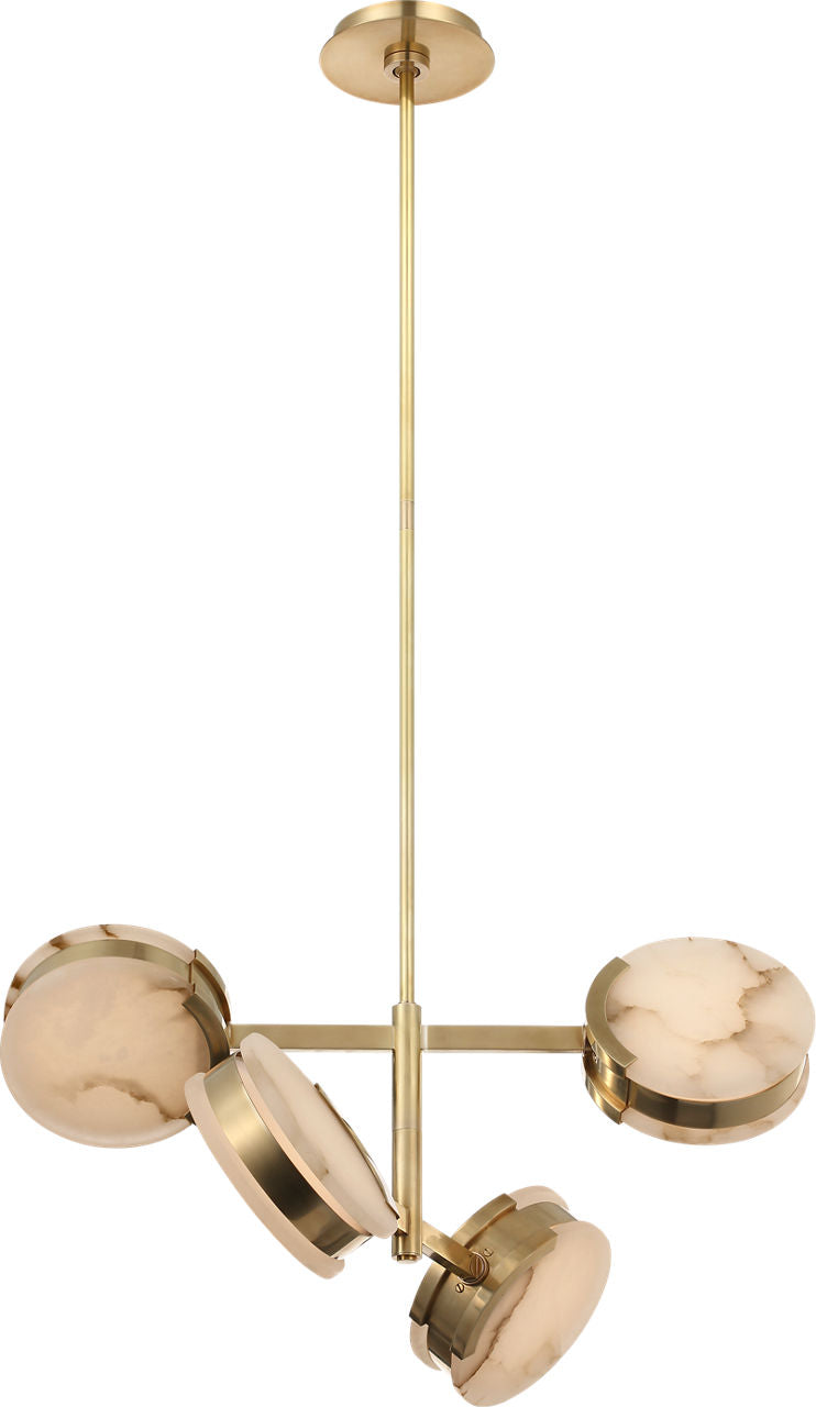 Melange 25" Multi-Positional Semi-Flush Chandelier | Antique-Burnished Brass | Alabaster