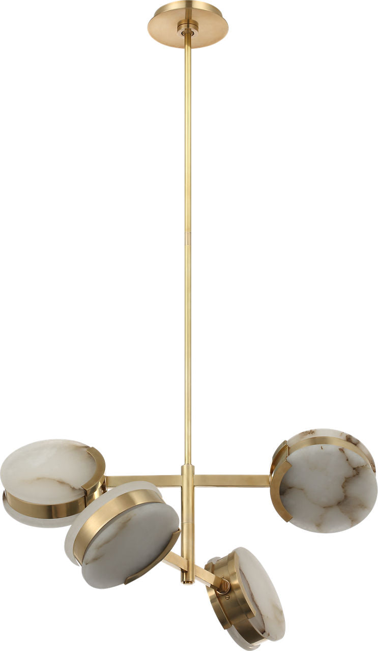 Melange 25" Multi-Positional Semi-Flush Chandelier | Antique-Burnished Brass | Alabaster