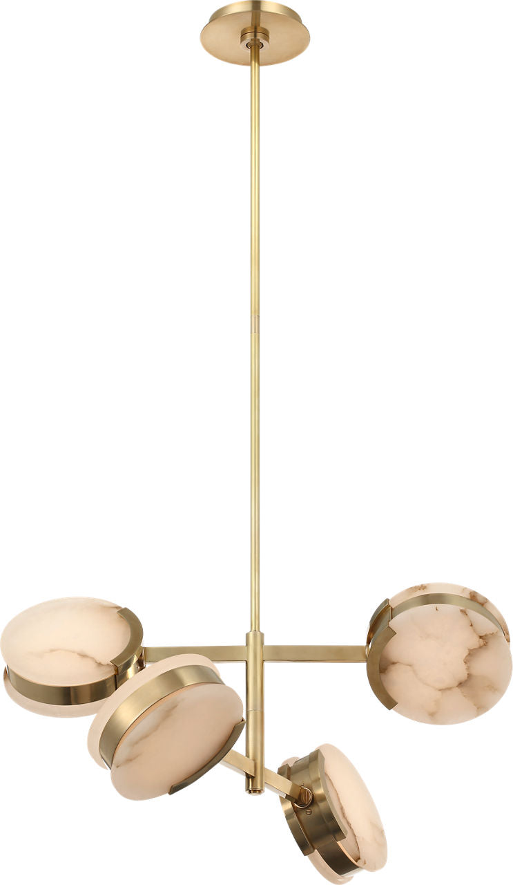 Melange 25" Multi-Positional Semi-Flush Chandelier | Antique-Burnished Brass | Alabaster