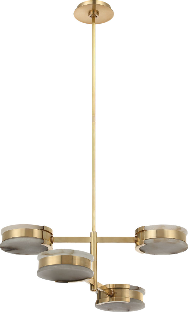 Melange 25" Multi-Positional Semi-Flush Chandelier | Antique-Burnished Brass | Alabaster