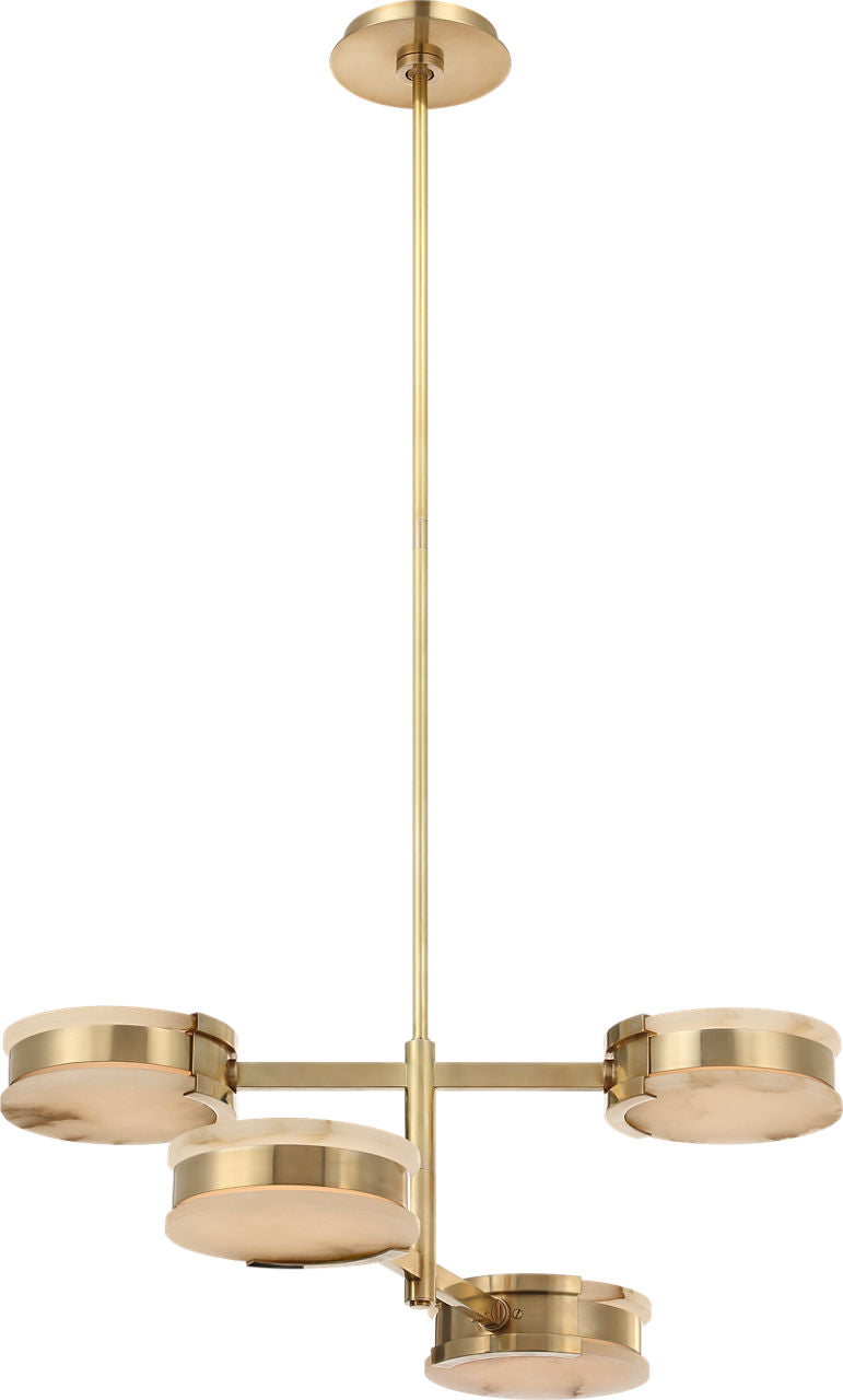 Melange 25" Multi-Positional Semi-Flush Chandelier | Antique-Burnished Brass | Alabaster