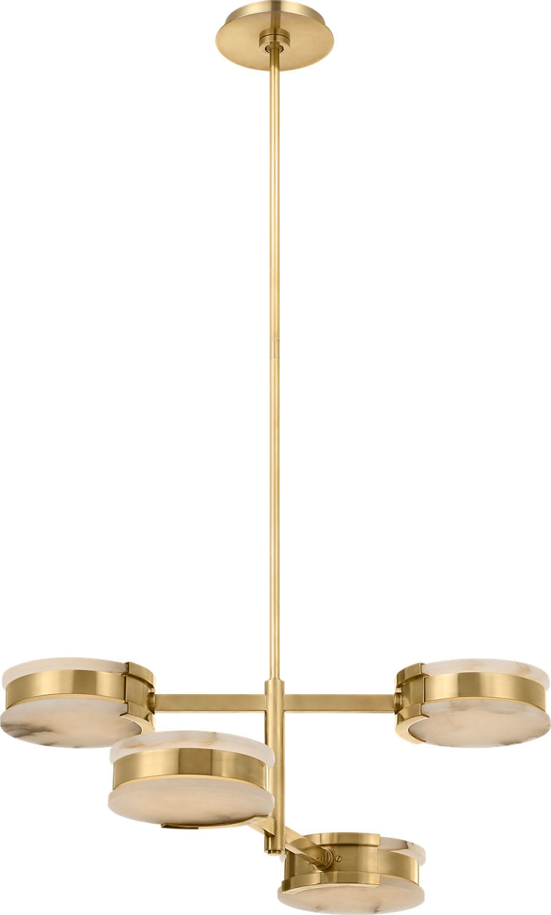 Melange 25" Multi-Positional Semi-Flush Chandelier | Antique-Burnished Brass | Alabaster
