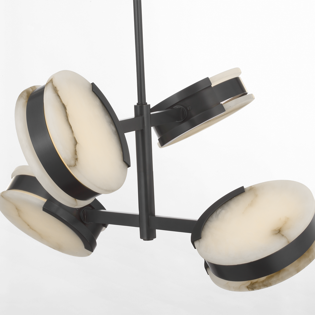 Melange 25" Multi-Positional Semi-Flush Chandelier | Bronze | Alabaster
