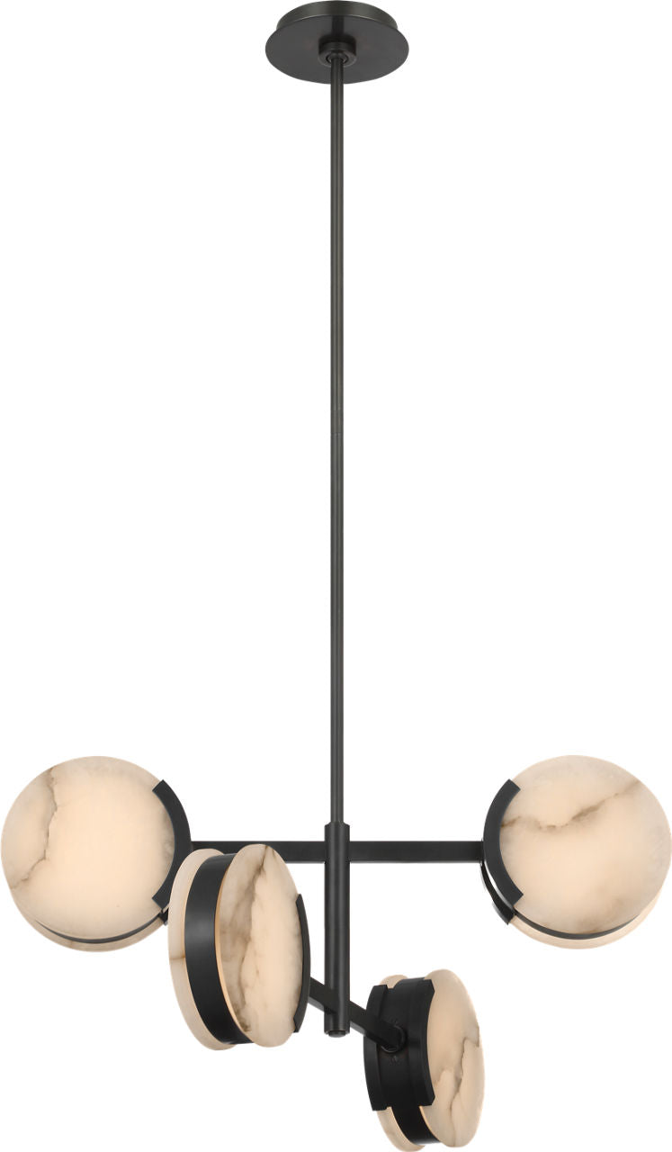 Melange 25" Multi-Positional Semi-Flush Chandelier | Bronze | Alabaster