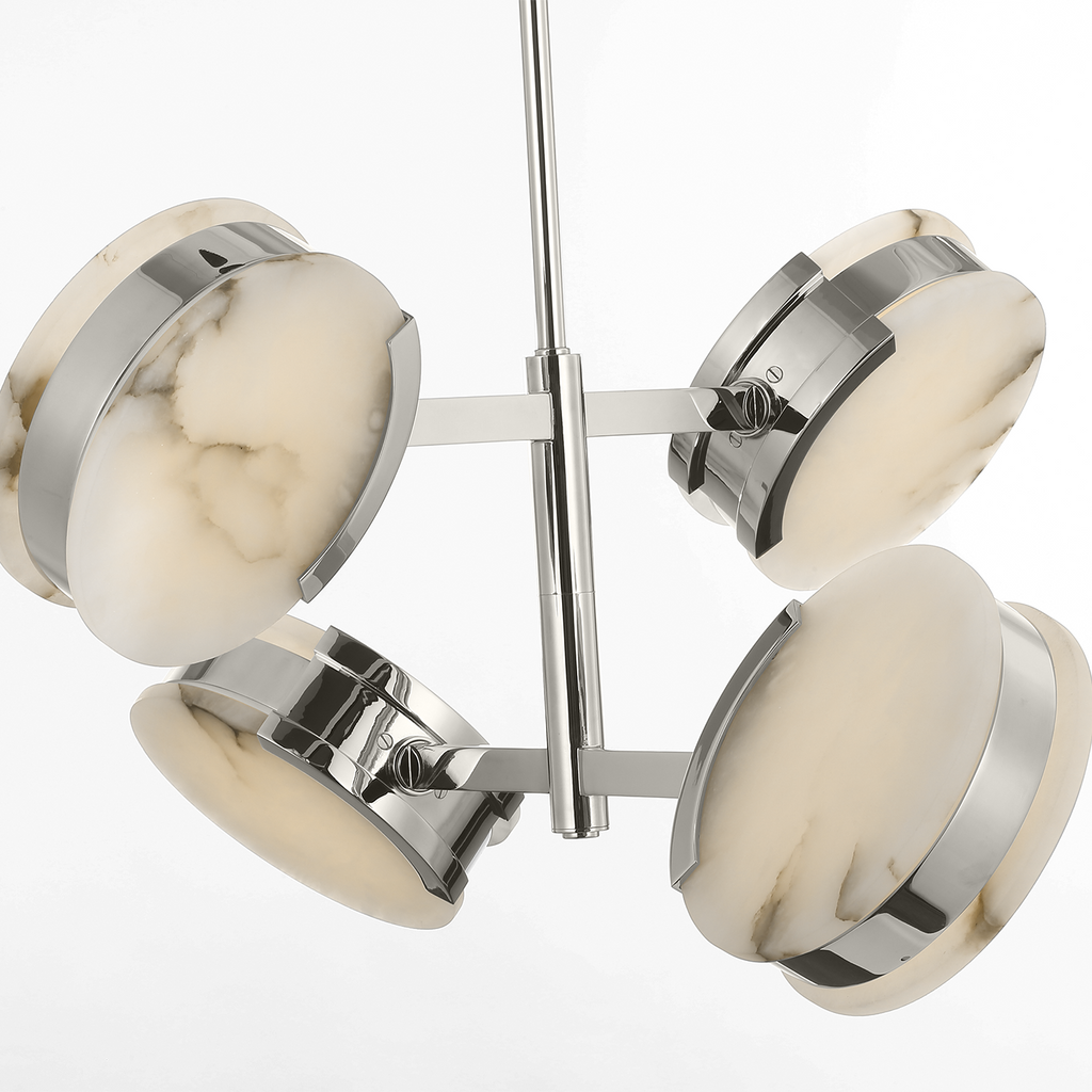 Melange 25" Multi-Positional Semi-Flush Chandelier | Polished Nickel | Alabaster