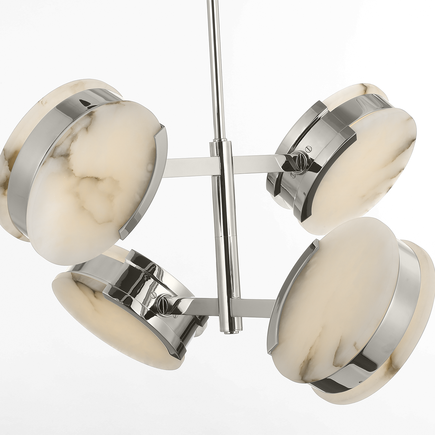 Melange 25" Multi-Positional Semi-Flush Chandelier | Polished Nickel | Alabaster