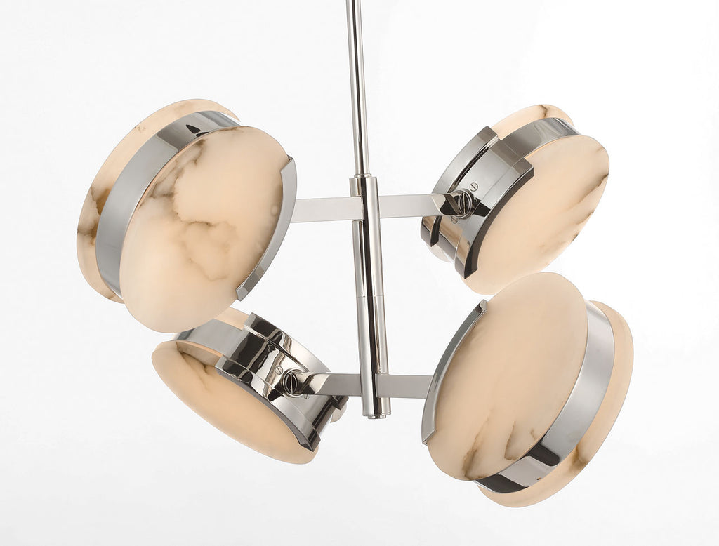 Melange 25" Multi-Positional Semi-Flush Chandelier | Polished Nickel | Alabaster