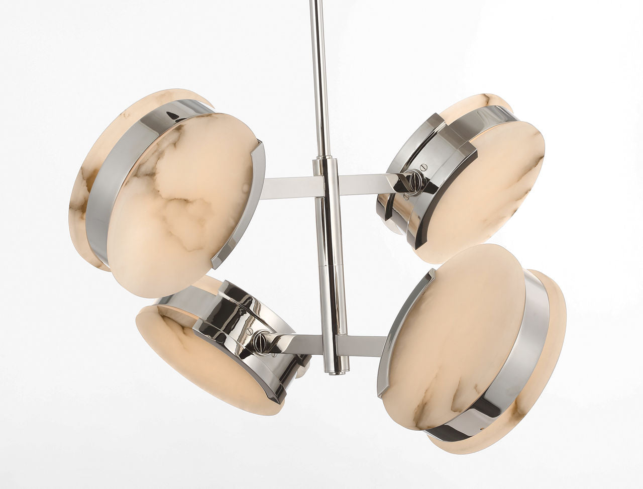 Melange 25" Multi-Positional Semi-Flush Chandelier | Polished Nickel | Alabaster