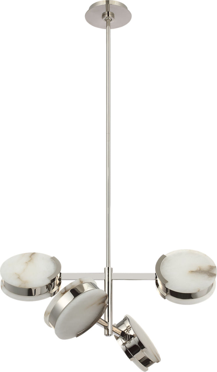 Melange 25" Multi-Positional Semi-Flush Chandelier | Polished Nickel | Alabaster