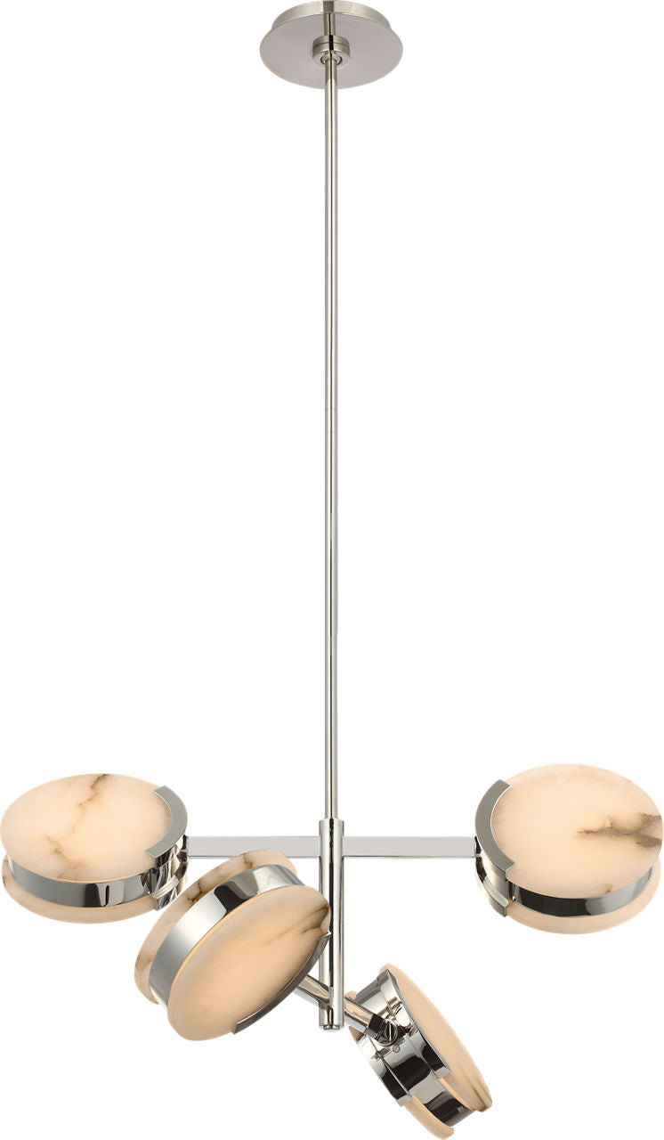 Melange 25" Multi-Positional Semi-Flush Chandelier | Polished Nickel | Alabaster
