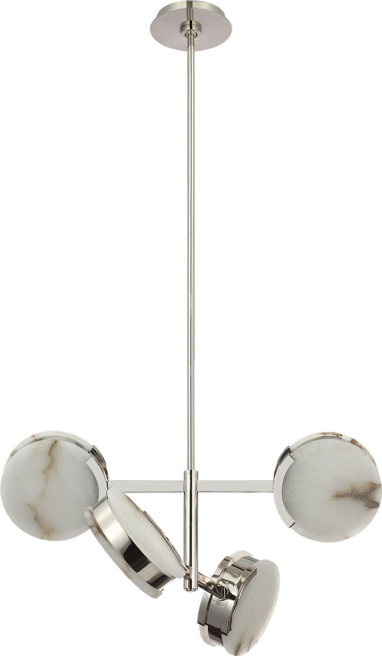 Melange 25" Multi-Positional Semi-Flush Chandelier | Polished Nickel | Alabaster