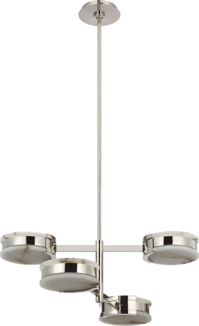 Melange 25" Multi-Positional Semi-Flush Chandelier | Polished Nickel | Alabaster