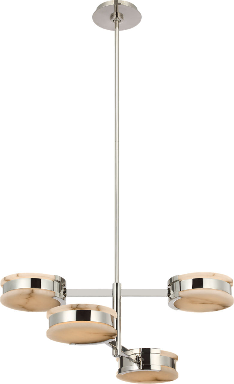Melange 25" Multi-Positional Semi-Flush Chandelier | Polished Nickel | Alabaster