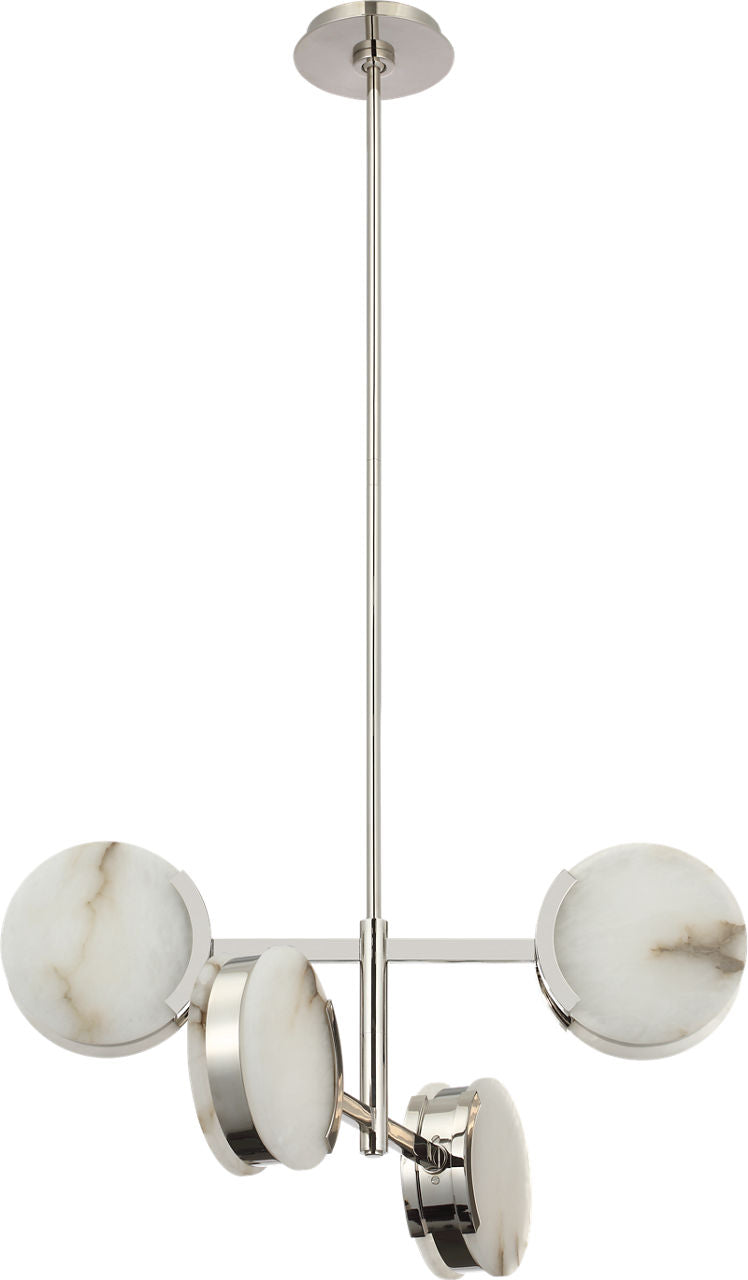 Melange 25" Multi-Positional Semi-Flush Chandelier | Polished Nickel | Alabaster