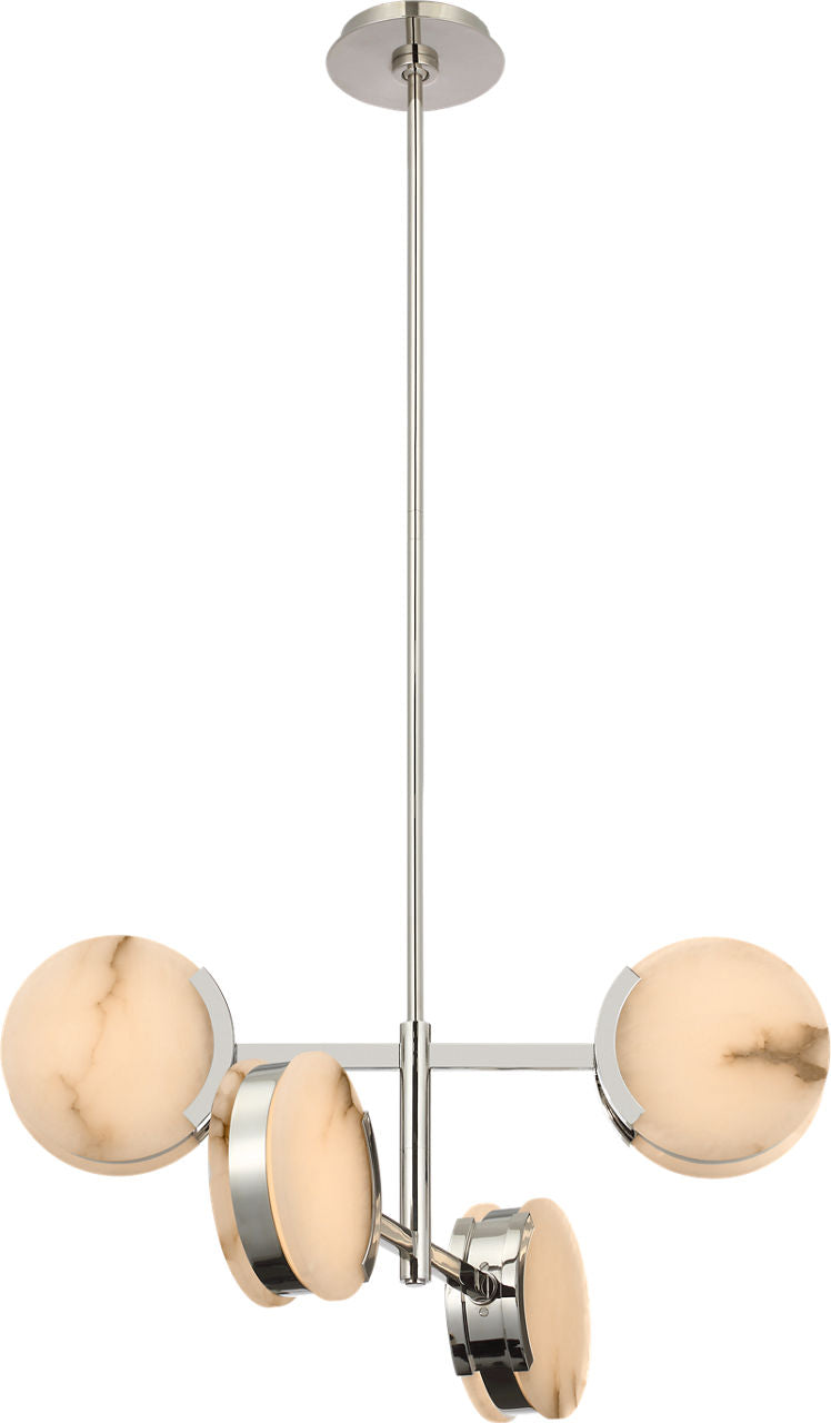 Melange 25" Multi-Positional Semi-Flush Chandelier | Polished Nickel | Alabaster
