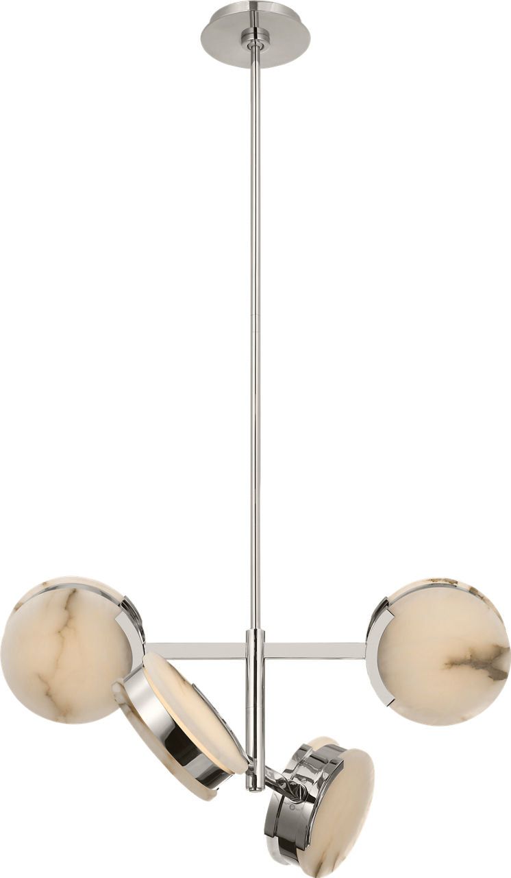Melange 25" Multi-Positional Semi-Flush Chandelier | Polished Nickel | Alabaster