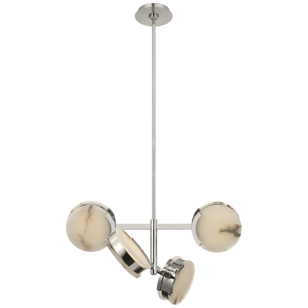 Melange 25" Multi-Positional Semi-Flush Chandelier | Polished Nickel | Alabaster