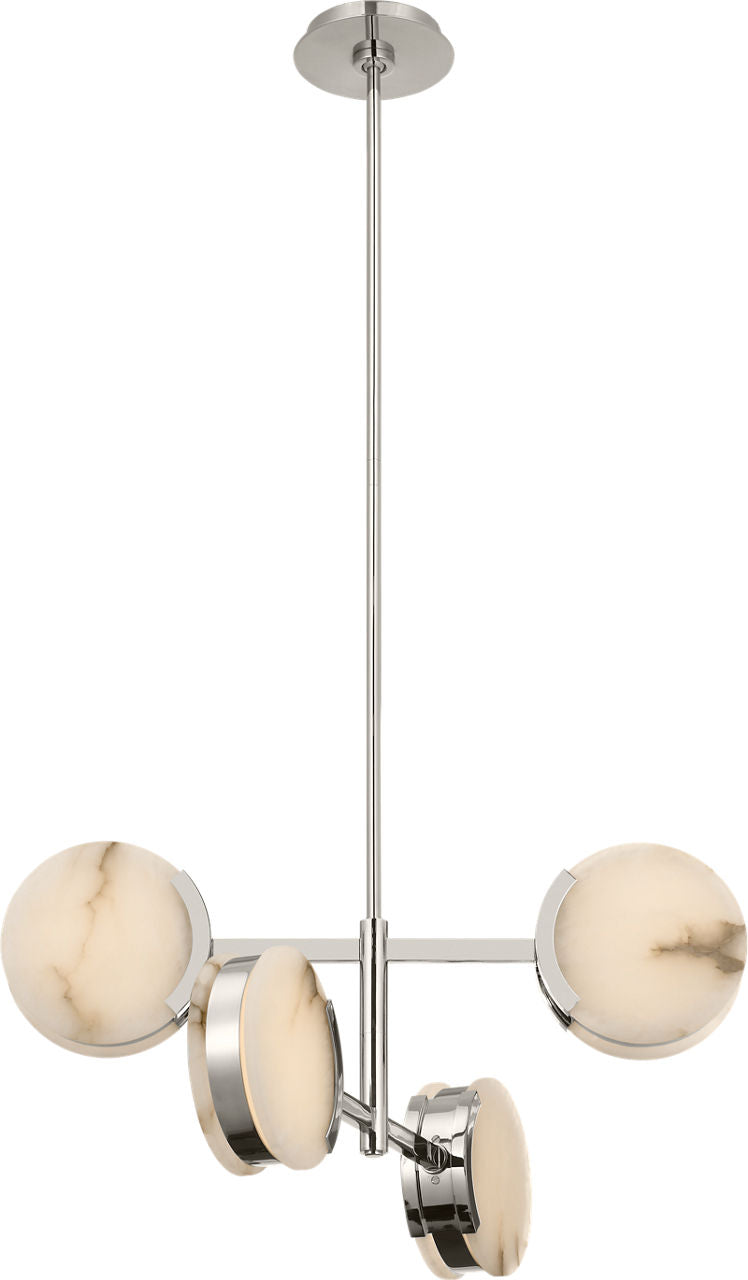 Melange 25" Multi-Positional Semi-Flush Chandelier | Polished Nickel | Alabaster