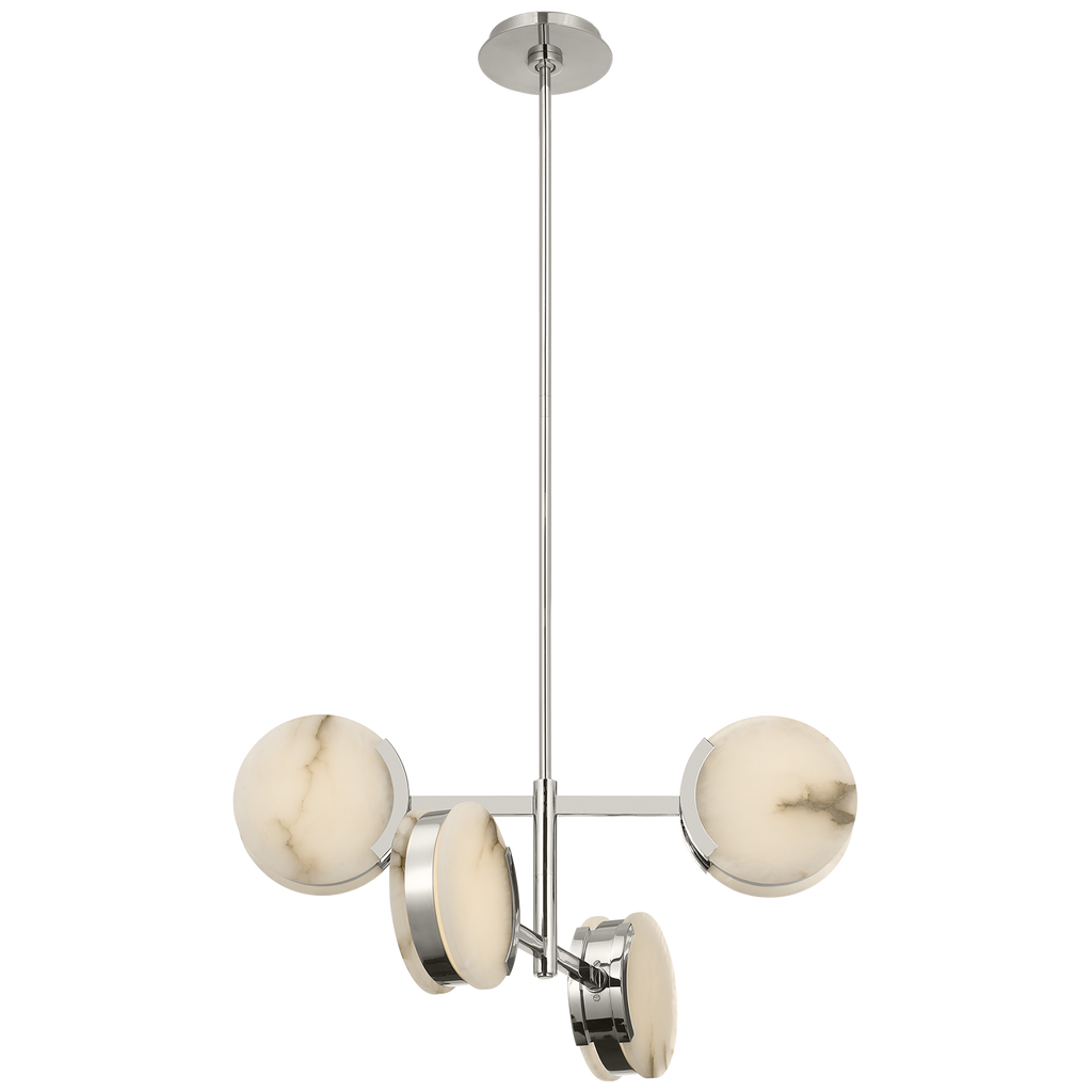 Melange 25" Multi-Positional Semi-Flush Chandelier | Polished Nickel | Alabaster