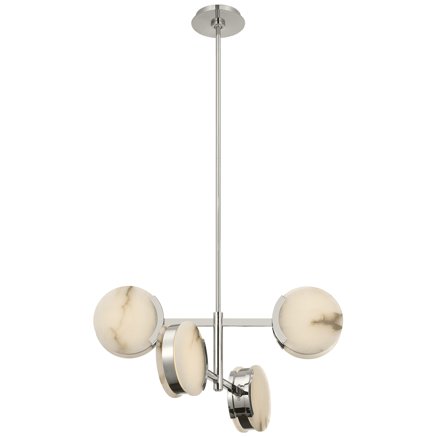 Melange 25" Multi-Positional Semi-Flush Chandelier | Polished Nickel | Alabaster
