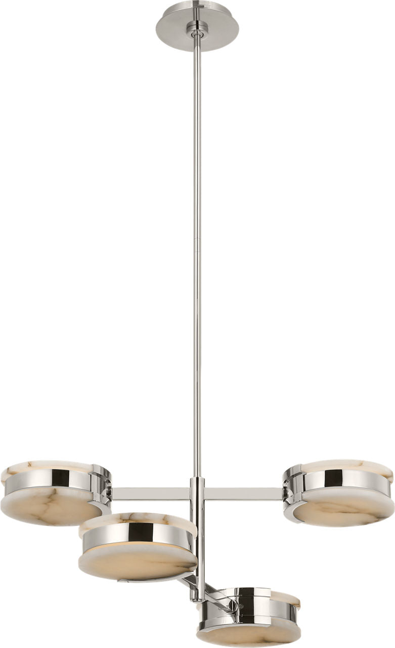 Melange 25" Multi-Positional Semi-Flush Chandelier | Polished Nickel | Alabaster