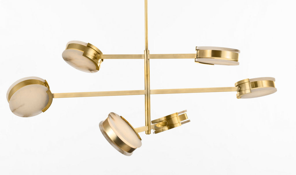 Melange 48" Multi-Positional Chandelier | Antique-Burnished Brass | Alabaster