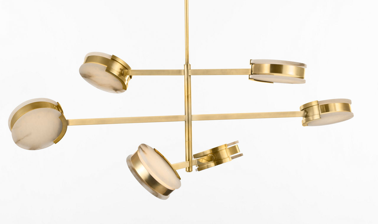 Melange 48" Multi-Positional Chandelier | Antique-Burnished Brass | Alabaster