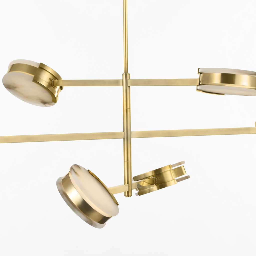 Melange 48" Multi-Positional Chandelier | Antique-Burnished Brass | Alabaster