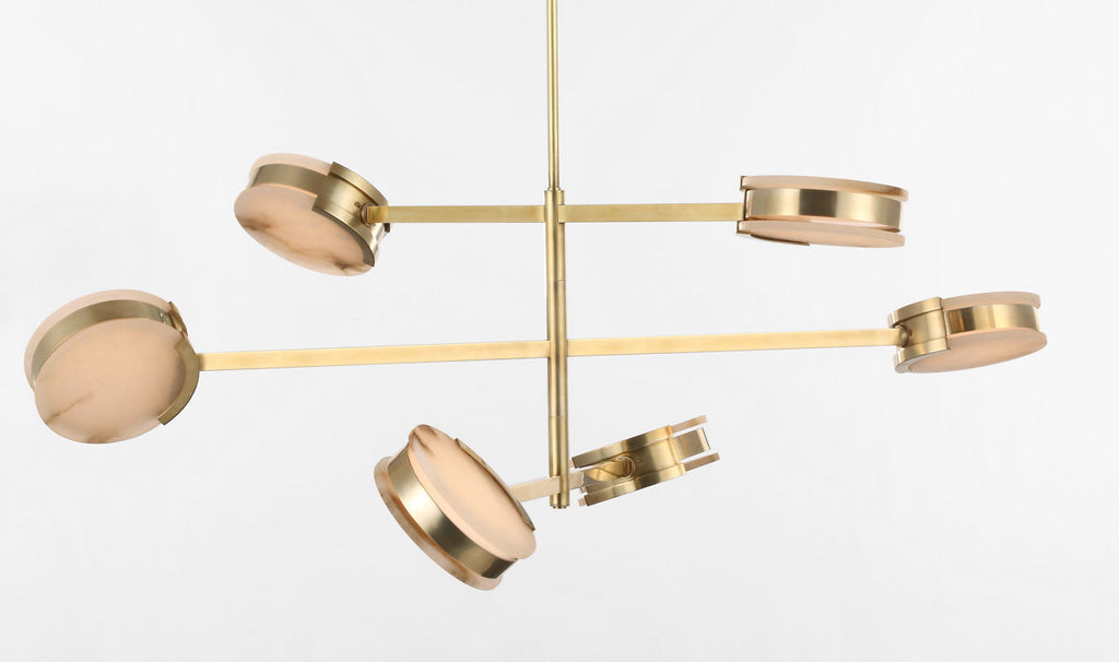 Melange 48" Multi-Positional Chandelier | Antique-Burnished Brass | Alabaster