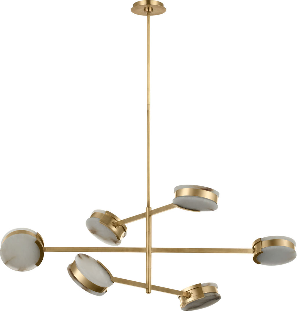 Melange 48" Multi-Positional Chandelier | Antique-Burnished Brass | Alabaster