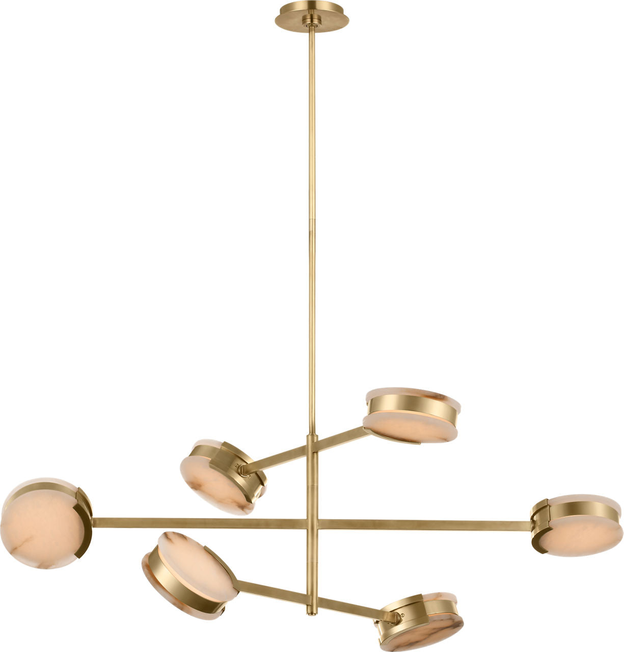 Melange 48" Multi-Positional Chandelier | Antique-Burnished Brass | Alabaster