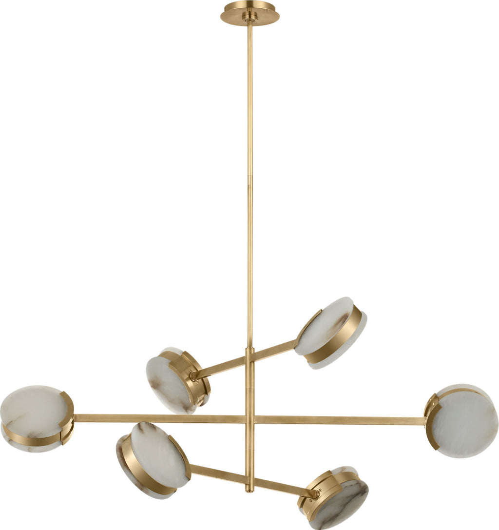 Melange 48" Multi-Positional Chandelier | Antique-Burnished Brass | Alabaster