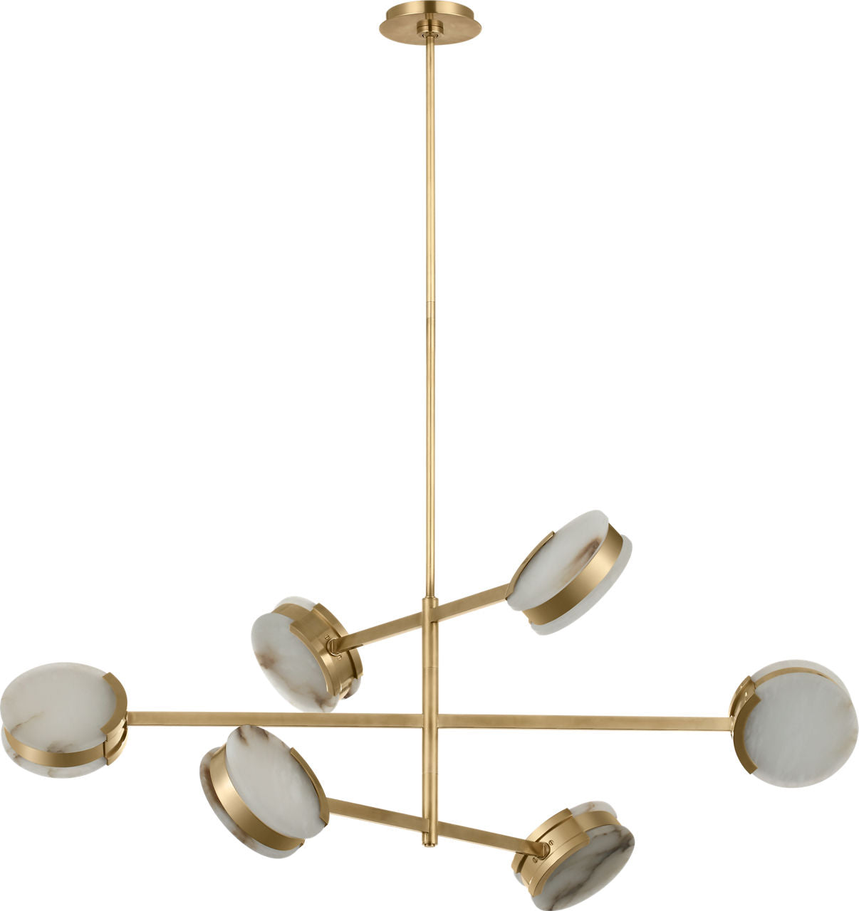 Melange 48" Multi-Positional Chandelier | Antique-Burnished Brass | Alabaster